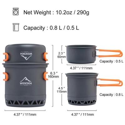 Походный набор посуды с теплообменником Widesea WSC-105