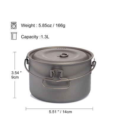 Походный титановый котелок с крышкой Widesea WSTC-109