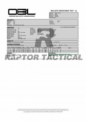 Плита для бронежилета Raptor Tactical Single Curve размер 10x12" класс защиты NIJ IIIA (БР 2)