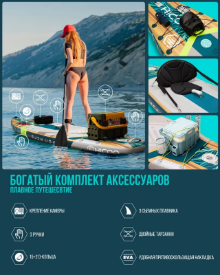 Надувная SUP-доска HICOO Blue Coast 11' 335x86x15 см, полный комплект PRO