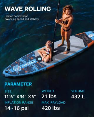 Надувная SUP-доска HICOO WAWE ROLLING 11,6' 351x86x15 см