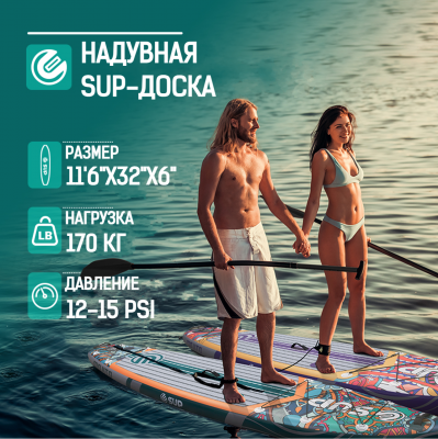 Надувная двухслойная SUP-доска E-SUP MOJITO A 11'6" 350-81-15 см